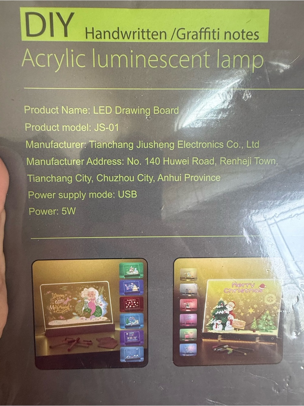 LED Graffiti Notes Light-Up Drawing Board - Multicolor - Picture 2 of 3